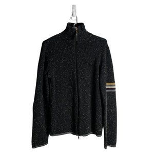Private Member Men’s Marled Black Knit Sweater Full Zip Jacket